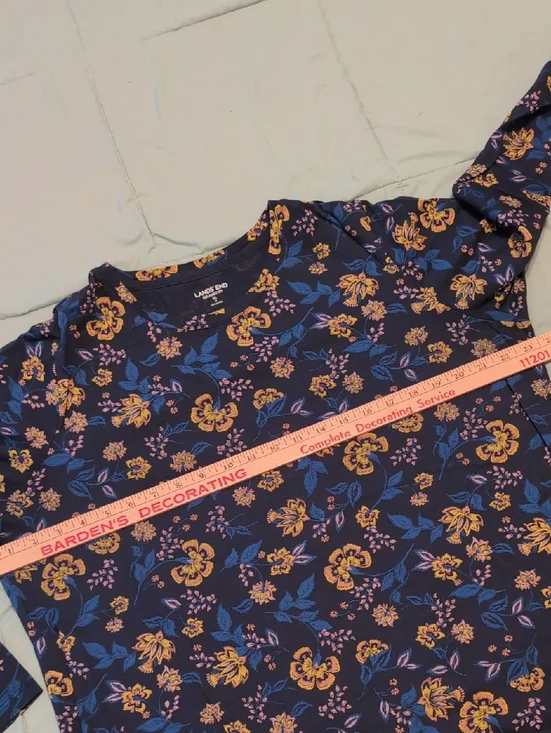 Lands' End Navy Long-Sleeve Floral Tee with Yellow Accents - Picture 5 of 7